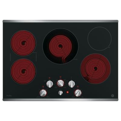 36" GE Profile Electric Cooktop with Built-in Knob Control - PP7036SJSS
