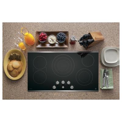 36" GE Profile Electric Cooktop with Built-in Knob Control - PP7036SJSS