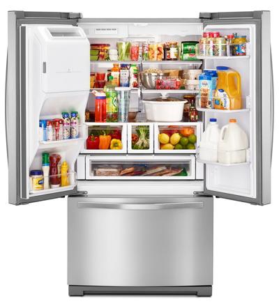 36" Whirlpool Wide French Door Bottom Freezer Refrigerator with Dual Icemakers - 27 cu. ft. WRF767SDEM