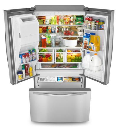 36" Whirlpool Wide French Door Bottom Freezer Refrigerator with Dual Icemakers - 27 cu. ft. WRF767SDEM