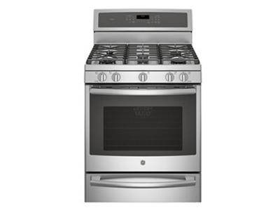 30" GE Profile Free-Standing Gas Convection Self-Cleaning Gas Range with Warming Drawer - PCGB940ZEJSS