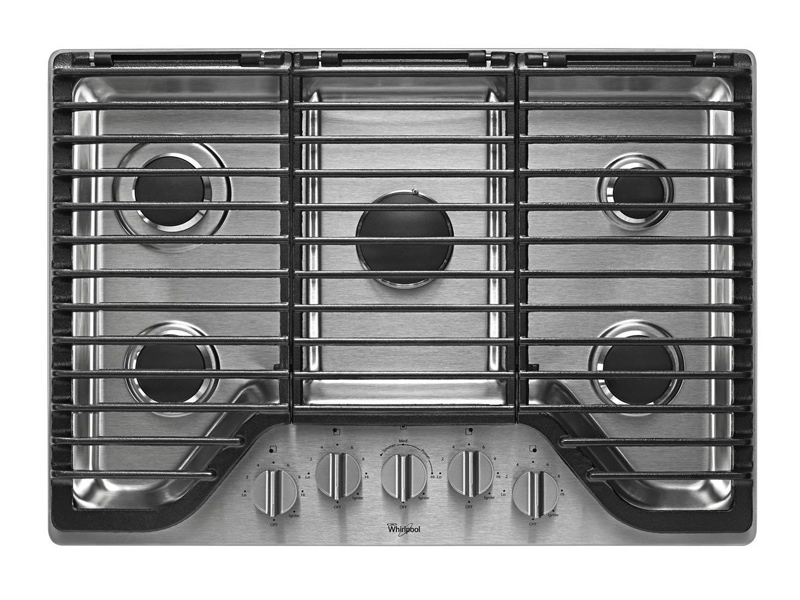 Whirlpool 5-Burner 36-in Gas Cooktop with Griddle and EZ-2-LIFT hinged  grates - Stainless Steel at