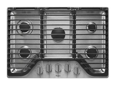 30" Whirlpool 5 Burner Gas Cooktop with EZ-2-Lift Hinged Cast-Iron Grates - WCG97US0DS