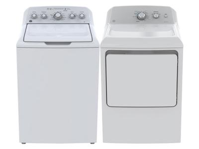 GE 4.9c.f. Stainless Steel basket Washer and GE Top Load Matching Dryer GTW460BMKWW-GTD40EBMKWW