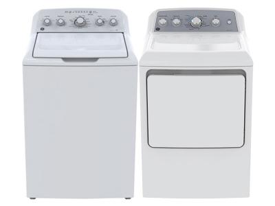 GE 4.9 c.f. Stainless Steel basket washer and GE Top Load Matching Dryer GTW460BMKWW-GTD45EBMKWS