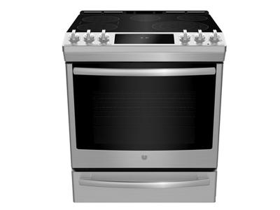 30" GE Profile Slide In Front Control Electric 5.3 cu ft Self-Cleaning Range - PCS940SMSS