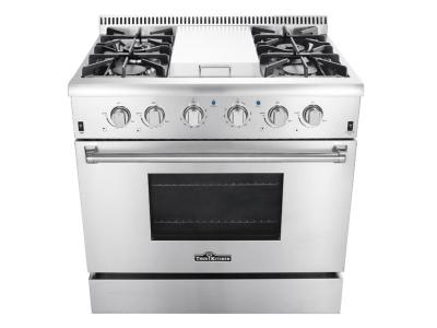 36" ThorKitchen 5.2 cu. Ft. Professional Gas Range With Griddle In Stainless Steel - HRG3617U