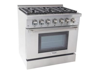 36" Thorkitchen 5.2 Cu. Ft. Professional Gas Range In Stainless Steel - TKG3601U