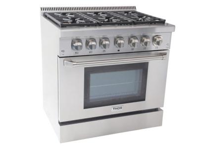 36" ThorKitchen 5.2 Cu. Ft. Professional Dual Fuel Range In Stainless Steel - TKD3601U