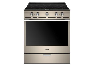 30" Whirlpool 6.4 Cu. Ft. Smart Contemporary Handle Slide-in Electric Range with Frozen Bake Technology - YWEEA25H0HN