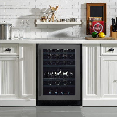 24" Marathon Black Steel Dual Zone Wine Cooler - MWC24-DBLS