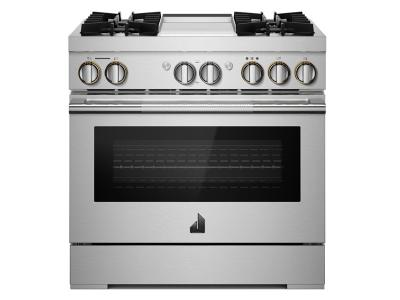 36" Jenn-Air Rise Dual-Fuel Professional-Style Range With Chrome-Infused Griddle And Steam Assist - JDSP536HL