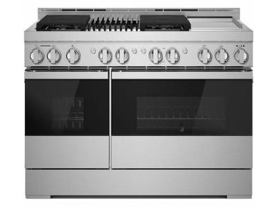 48" Jenn-Air 6.3 Cu. Ft. Noir Gas Professional-Style Range With Chrome-Infused Griddle And Infrared Grill - JGRP748HM