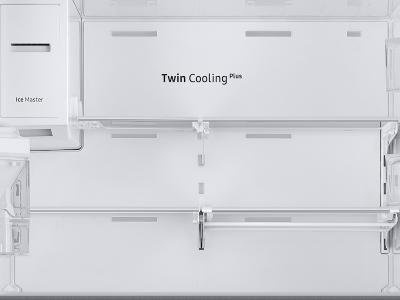 36" Samsung 23 cu. ft. Counter Depth 4-Door French Door Refrigerator in Black Stainless Steel - RF23M8070SG