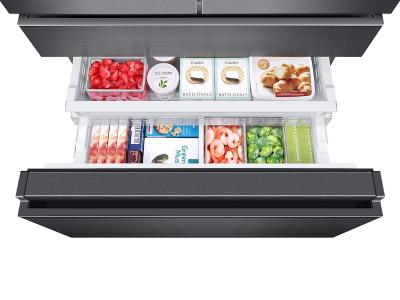 36" Samsung 23 cu. ft. Counter Depth 4-Door French Door Refrigerator in Black Stainless Steel - RF23M8070SG