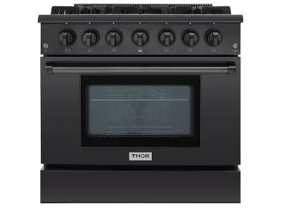 36" ThorKitchen Professional Black Stainless Gas Range - HRG3618U-BS