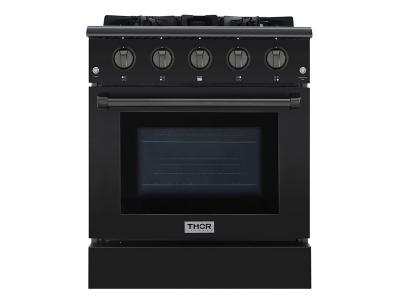 30" ThorKitchen Professional Black Stainless Gas Range - HRG3080U-BS