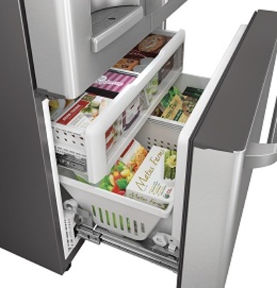 36" GE CAFE ENERGY STAR 22.1 Cu. Ft. Counter Depth French-Door Ice & Water Refrigerator - CYE22TSHSS