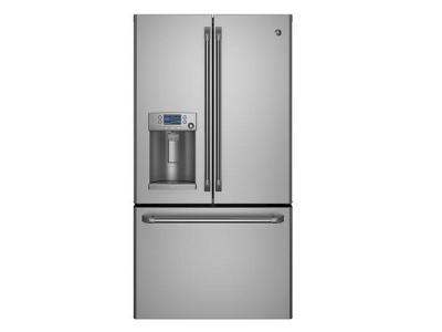 36" GE CAFE ENERGY STAR 22.1 Cu. Ft. Counter Depth French-Door Ice & Water Refrigerator - CYE22TSHSS