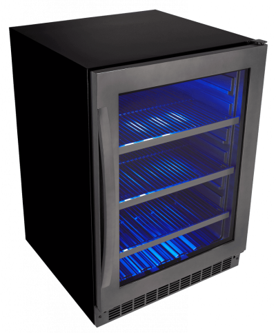 24" Silhouette  Single Zone Beverage Center in in Black Stainless Steel - SSBC056D3B-S