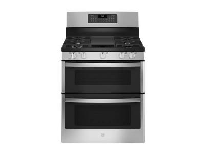 30" GE 6.8 Cu. Ft. Free-Standing Double Oven Convection Gas Range In Stainless Steel - JCGBS86SPSS
