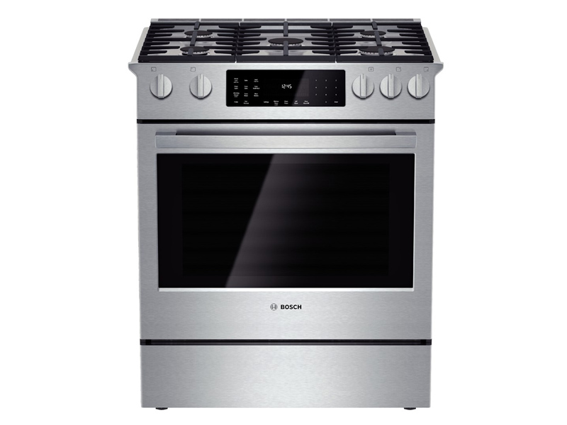 Bosch HDI8054C 30" Dual Fuel Slidein Range 800 Series Stainless S