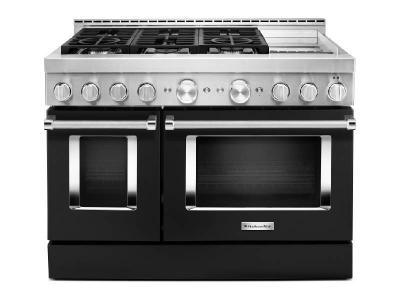 48" KitchenAid 6.3 Cu. Ft. Imperial Black Gas Sealed Burner Range With Griddle - KFGC558JBK