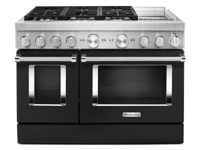 48" KitchenAid 6.3 Cu. Ft. Smart Commercial-Style Dual Fuel Range With Griddle In Imperial Black - KFDC558JBK