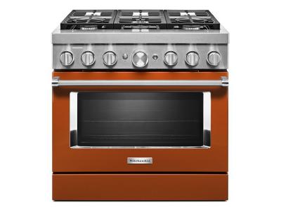 36" KitchenAid 5.1 Cu. Ft. Smart Commercial-Style Dual Fuel Range With 6 Burners In Scorched Orange - KFDC506JSC