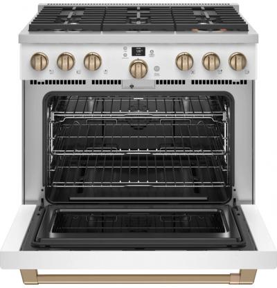 36" GE Café 6.2 Cu. Ft. Smart All Gas Commercial-Style Range With 6 Sealed Burners In Matte White - CGY366P4TW2