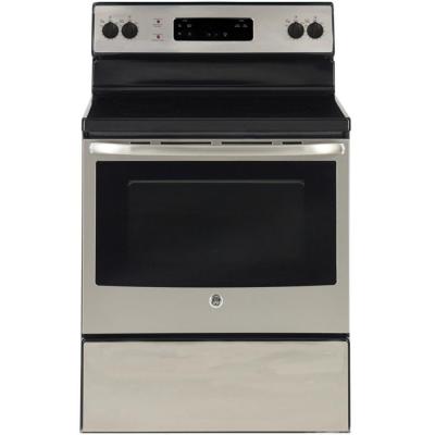 30" GE Freestanding Smooth Top Electric Range In Stainless Steel - JCBS630SKSS