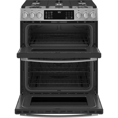30" GE Profile Slide-In Double Oven Gas Range With Wifi In Stainless Steel - PCGS960YPFS