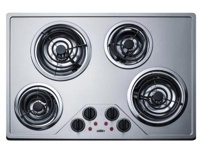 30" Summit 230V 4-Burner Coil Cooktop - CR430SS