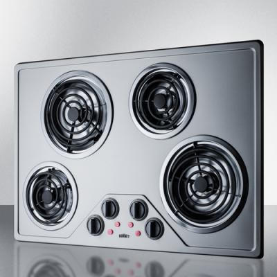 30" Summit 230V 4-Burner Coil Cooktop - CR430SS