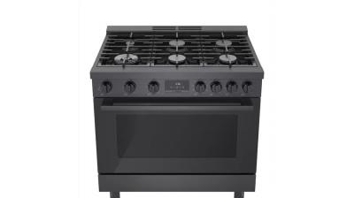 36" Bosch 800 Series Dual Fuel Freestanding Range With 6 Burners In Black Stainless Steel - HDS8645C