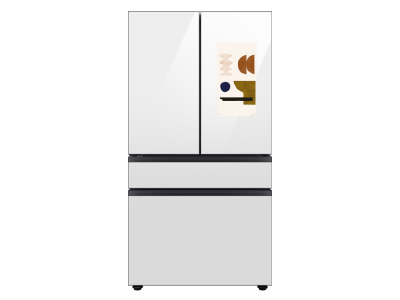 36" Samsung 22.5 Cu. Ft. Bespoke 4-Door Family Hub Counter-Depth French Door Refrigerator with White Panels - F-RF23BB891212