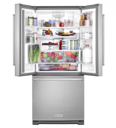 30" KitchenAid 20 Cu. Ft. Standard Depth French Door Refrigerator with Interior Dispense - KRFF300ESS