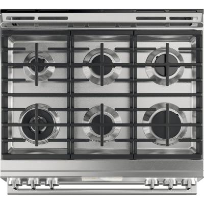 30" GE Café Smart Slide-In Dual-Fuel Range with Double Oven in Platinum Glass - CC2S950M2NS5