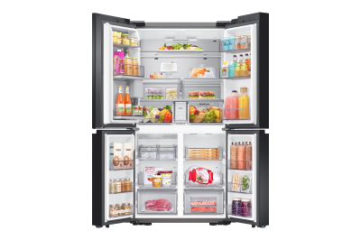 36" Samsung 29 Cu. Ft. Bespoke 4-Door Flex French Door Refrigerators With White Glass Panel - F-RF29A9673535