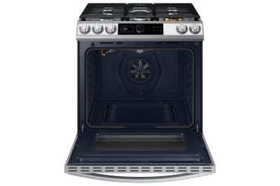 Samsung 30 in. 6.3 cu. ft. Smart Air Fry Convection Double Oven Slide-In Dual  Fuel Range with 5 Sealed Burners & Griddle - Black with Stainless Steel