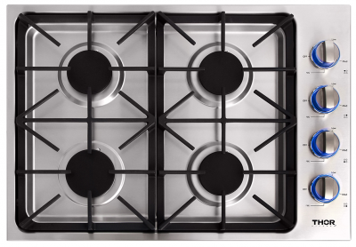 30" ThorKitchen Professional Drop-In Gas Cooktop with 4 Burners in Stainless Steel - TGC3001