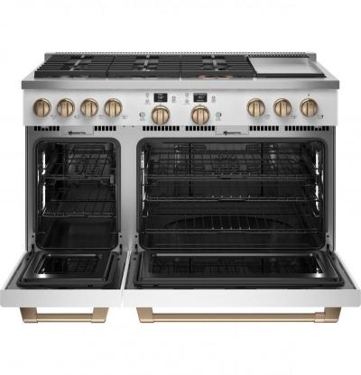 48" Café 8.25 Cu. Ft. Smart Dual-Fuel Commercial-Style Range with No-Preheat Air Fry Matte White - C2Y486P4TW2