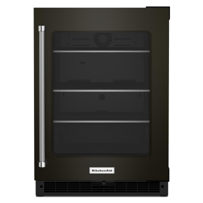 24" KitchenAid Undercounter Refrigerator with Glass Door and Shelves with Metallic Accents - KURR314KBS