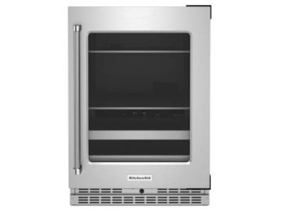 24" KitchenAid Beverage Center with Glass Door and Metal-Front Racks - KUBR314KSS