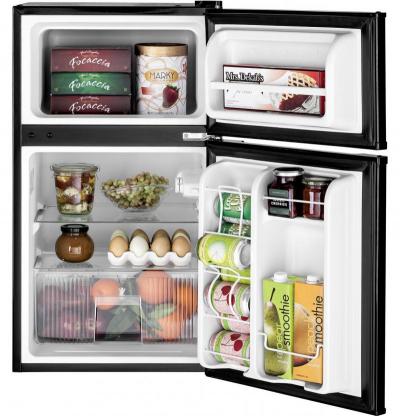 19" GE 3.10 Cu. Ft. Double-Door Compact Refrigerator - GDE03GGKBB