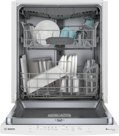 24" Bosch 300 Series 46 dBA Dishwasher with Standard 3rd Rack in White - SHS53CM2N