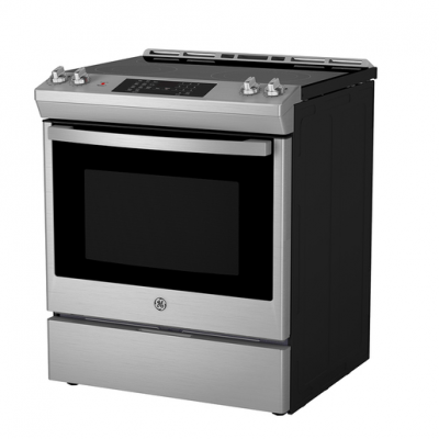 30" GE 5.2 Cu. Ft. Electric Slide-In Smooth Top Range in Stainless Steel - JCS830SVSS