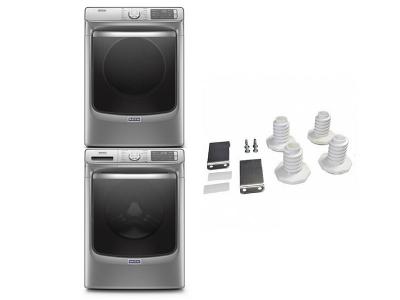 27" Maytag Front Load Washer and Electric Dryer and Stacking Kit - W10869845-MHW8630HC-YMED8630HC