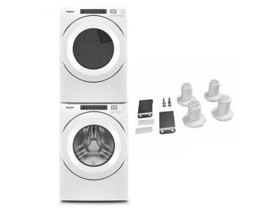 27" Whirlpool Stacking Kit and Front Load Washer and Electric Dryer - W10869845-WFW560CHW-YWED560LHW