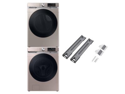 27" Samsung Stacking Kit and Large Capacity Front Load Washer and Dryer - SKK-8K-WF45B6300AC-DVE45B6305C